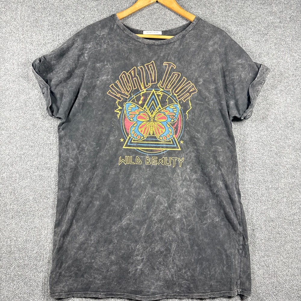 Caution To The Wind Shirt Womens Medium World Tour Wild Beauty Faux‎ Vintage Y2K